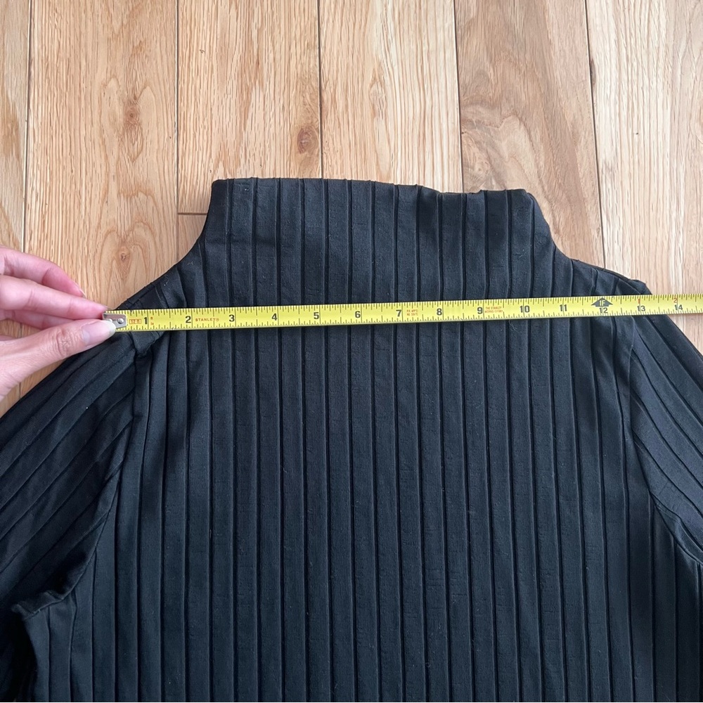 Eileen Fisher Washable Stretch Ribbed Funnel Neck Black Midi Dress Size XS - Picture 5 of 11